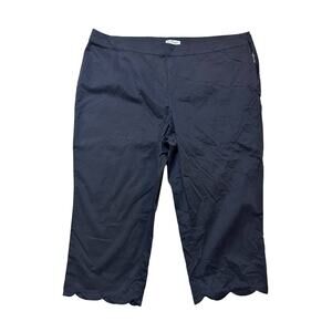 Women’s Navy Scallop-Hem Cropped Pants